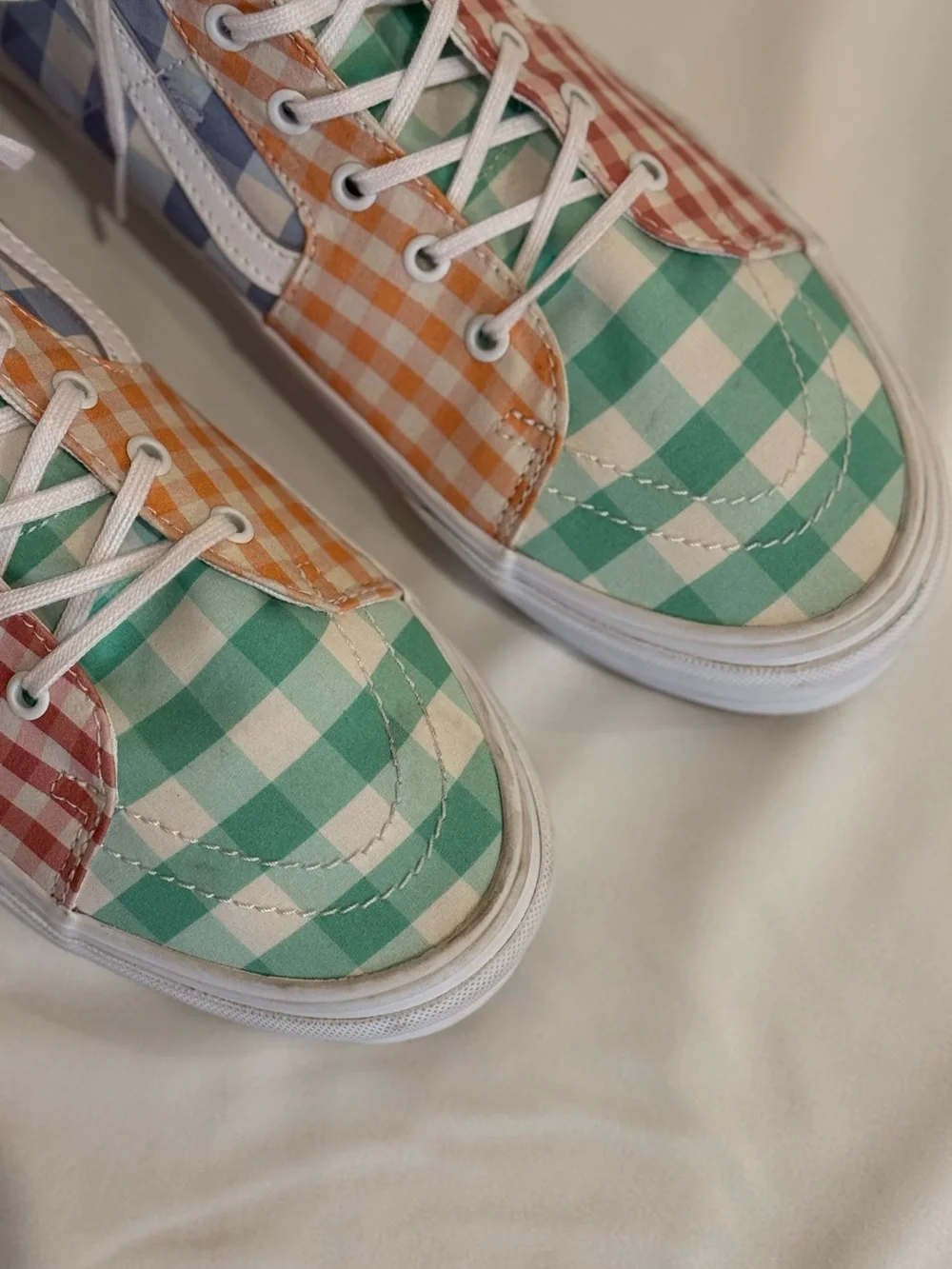 Vans Sk8-Hi Tapered Gingham Block Pastel Cherry Bee Embroidery NWOB Size 13 Men